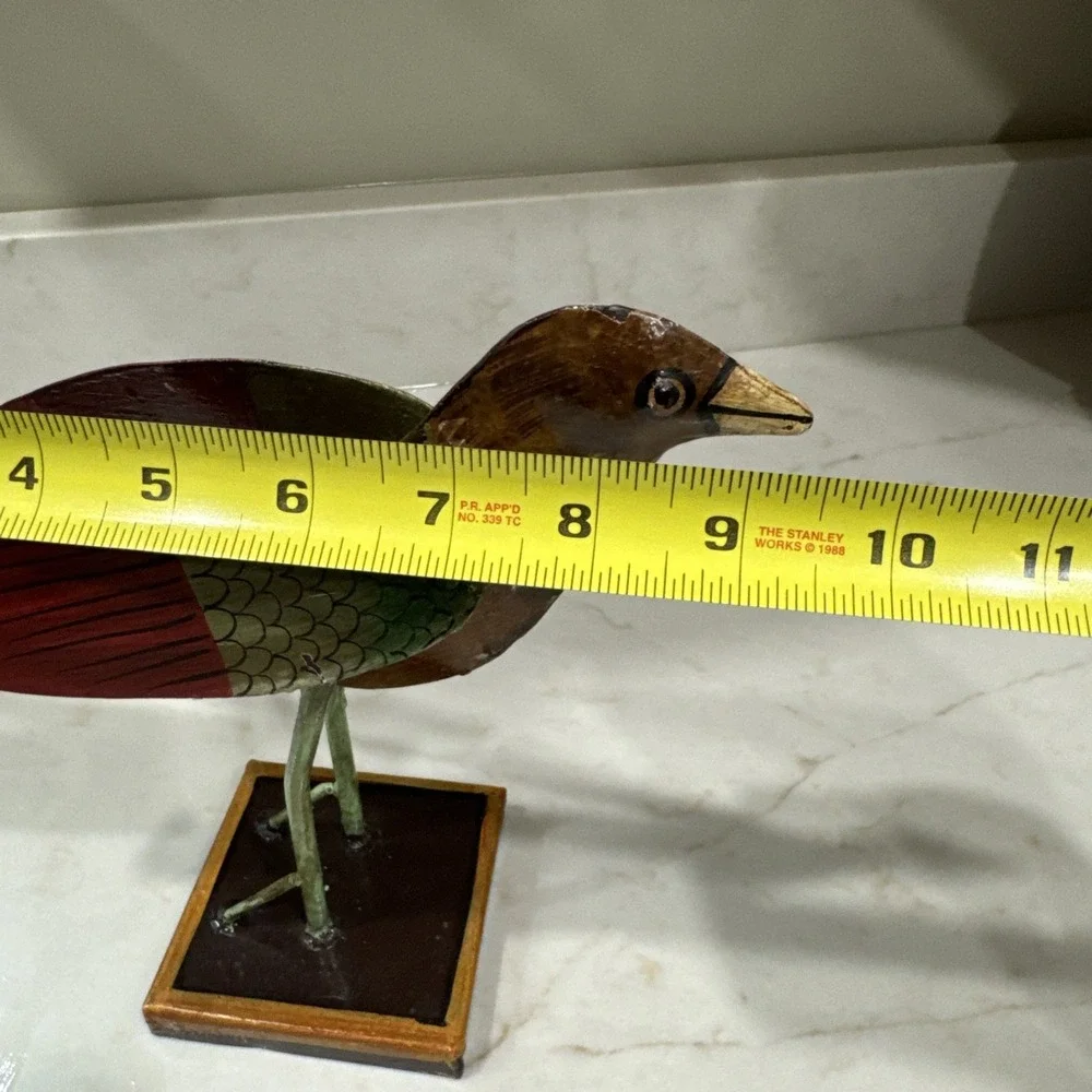 Pottery Barn Folk Art Metal Bird Floral Figurine Home Decor